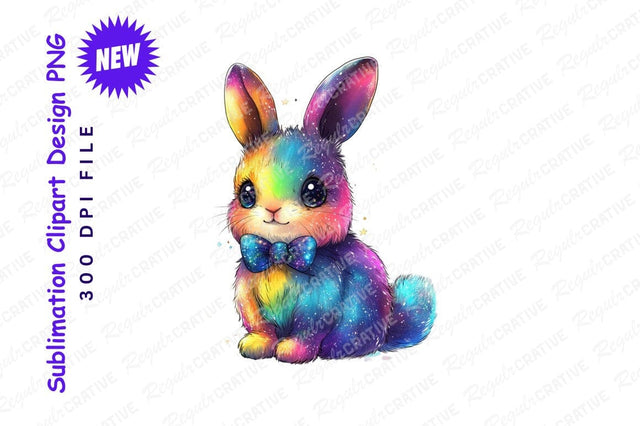 Galaxy Rabbit With Bowtie Clipart Png Sublimation Regulrcrative 