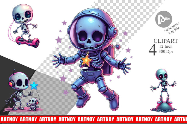 Galaxy Skeletons Clipart Sublimation artnoy 