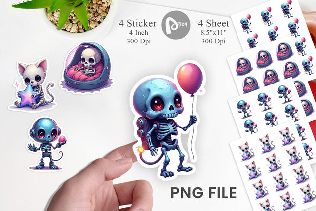 Galaxy Skeletons Sticker Sublimation artnoy 