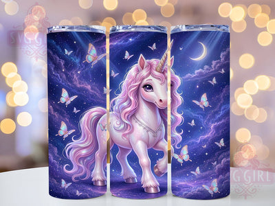 Galaxy Unicorn Butterfly 20oz Tumbler, Galaxy Theme, Unicorn Motif, Butterfly Design, Glow Effect, Mystical Charm, Skinny Tumbler, Sublimation PNG Sublimation SvggirlplusArt 