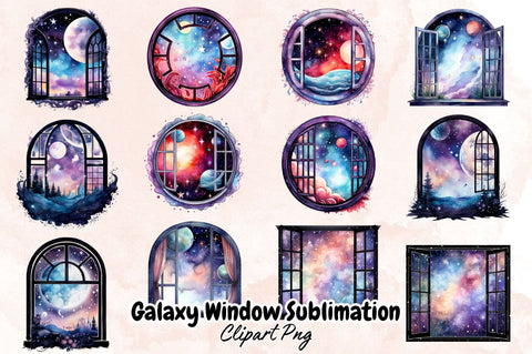 Galaxy Window Sublimation Clipart Bundle Sublimation Designangry 