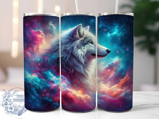 Galaxy Wolf Cosmic 20oz Mystical Tumbler Wrap, Starry Night Wolf Sublimation, Mystical Wolf 20oz Design, Space-Themed Wolf Tumbler, Vibrant Nebula Wolf Wrap, Celestial Animal Tumbler Sublimation ToriDesigns 
