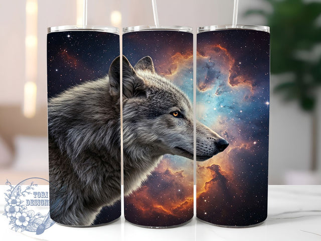 Galaxy Wolf Cosmic 20oz Mystical Tumbler Wrap, Starry Night Wolf Sublimation, Mystical Wolf 20oz Design, Space-Themed Wolf Tumbler, Vibrant Nebula Wolf Wrap, Celestial Animal Tumbler Sublimation ToriDesigns 