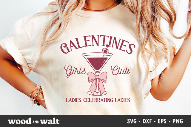 Galentines Girls Club SVG | Girly Valentine PNG | V-Day Coquette Bow Design SVG Wood And Walt 