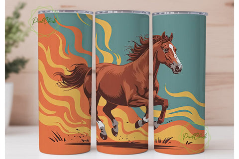 Galloping Horse 20oz Tumbler Wrap Sublimation PixelChick 