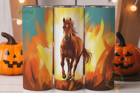 Galloping Horse 20oz Tumbler Wrap Sublimation PixelChick 