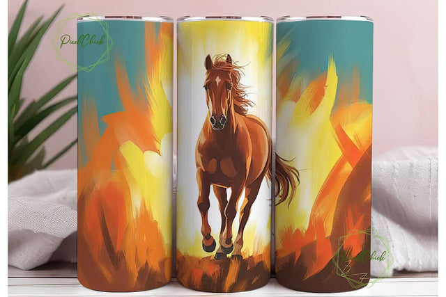 Galloping Horse 20oz Tumbler Wrap Sublimation PixelChick 