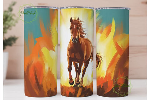 Galloping Horse 20oz Tumbler Wrap Sublimation PixelChick 