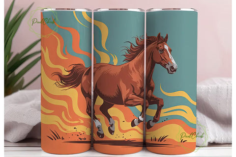 Galloping Horse 20oz Tumbler Wrap Sublimation PixelChick 