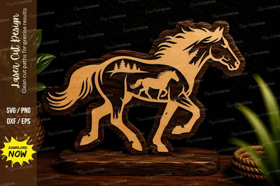 Galloping Horse Outline Laser Cut Svg Design SVG Regulrcrative 