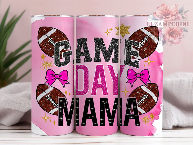 Game Day 20oz Tumbler Wrap PNG, Football Mama Tumbler PNG Sublimation Design, Straight & Tapered Tumbler Wrap, Instant Digital Download Sublimation Li Zamperini 