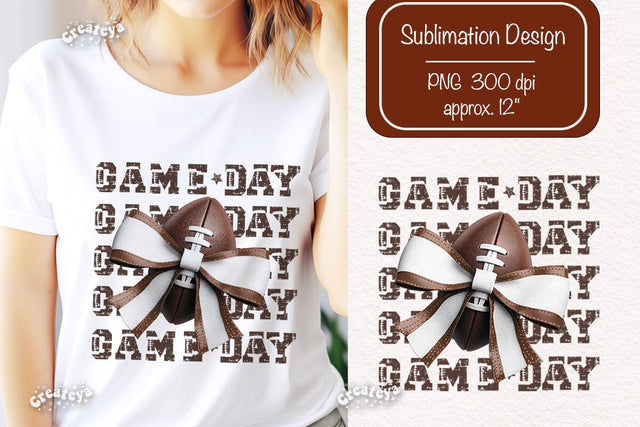 Game day American Football PNG sublimation t-shirt design Bow png clipart Sublimation Createya Design 