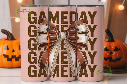 Game Day Bow 20oz Tumbler Wrap Sublimation PixelChick 
