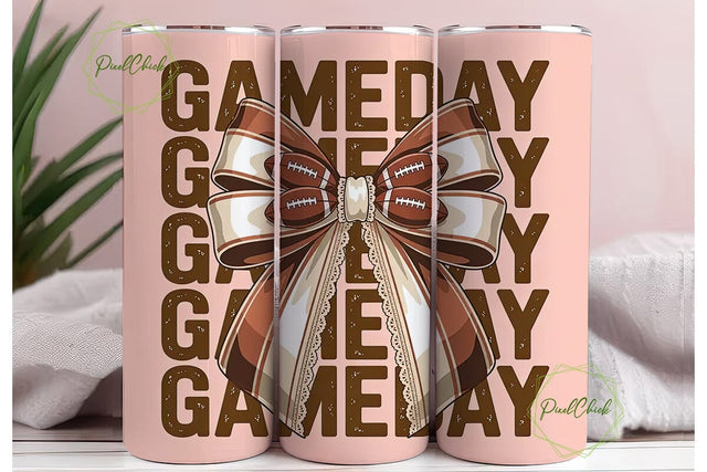 Game Day Bow 20oz Tumbler Wrap Sublimation PixelChick 