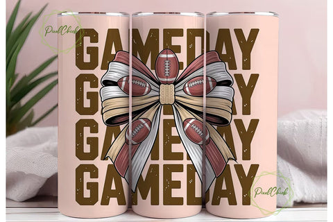 Game Day Bow 20oz Tumbler Wrap Sublimation PixelChick 