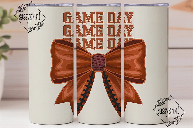 Game Day Bow 20oz Tumbler Wrap Sublimation sassyprint 