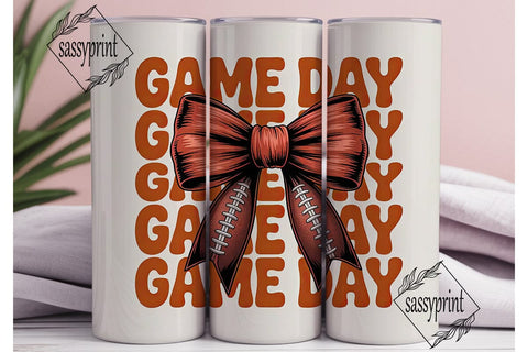 Game Day Bow 20oz Tumbler Wrap Sublimation sassyprint 