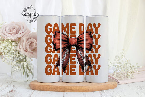 Game Day Bow 20oz Tumbler Wrap Sublimation sassyprint 