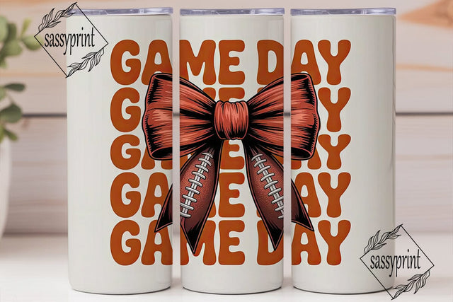 Game Day Bow 20oz Tumbler Wrap Sublimation sassyprint 