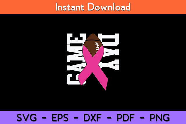 Game Day Breast Cancer Awareness Pink Football Ribbon Svg Design SVG artprintfile 