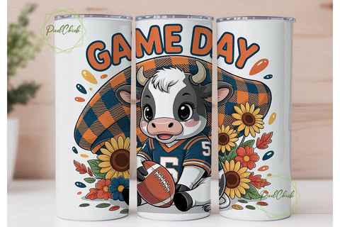 Game Day Cow Tumbler Wrap Sublimation PixelChick 
