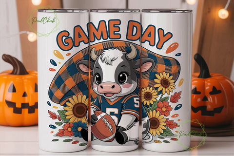 Game Day Cow Tumbler Wrap Sublimation PixelChick 
