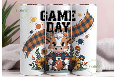 Game Day Cow Tumbler Wrap Sublimation PixelChick 