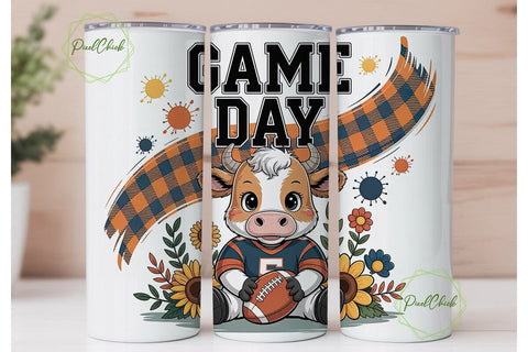 Game Day Cow Tumbler Wrap Sublimation PixelChick 