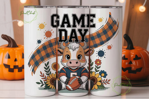 Game Day Cow Tumbler Wrap Sublimation PixelChick 