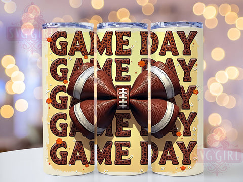Game Day Football 20oz Tumbler Wrap Sublimation Design, Straight Tapered Tumbler Wrap, Football Tumbler Png, Instant Digital Download Sublimation SvggirlplusArt 