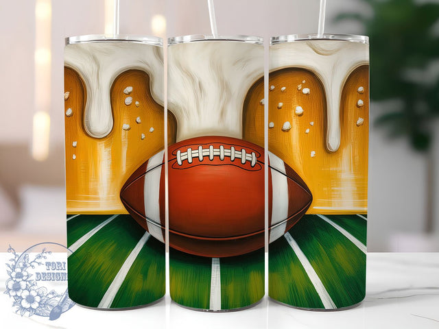 Game Day Football Beer Tumbler, American Football Cup, 20Oz Sublimation Wrap, Game Day Beer Drinkware, Sports Fan Gift Idea, Touchdown And Beer Mug, Gridiron Party Tumbler Sublimation ToriDesigns 