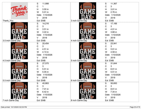Game Day Football Embroidery Design – American Football Heart Machine Embroidery File, Football Season Sports Design Embroidery/Applique DESIGNS PatternFeed8 