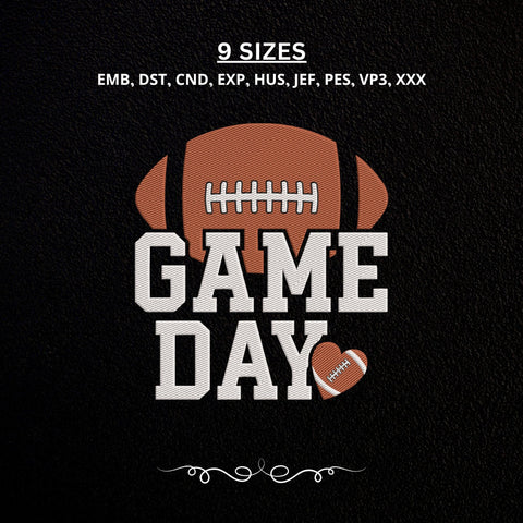 Game Day Football Embroidery Design – American Football Heart Machine Embroidery File, Football Season Sports Design Embroidery/Applique DESIGNS PatternFeed8 