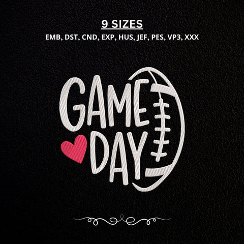 Game Day Football Embroidery Design – Football Heart Sports Mom Machine Embroidery File Embroidery/Applique DESIGNS PatternFeed8 