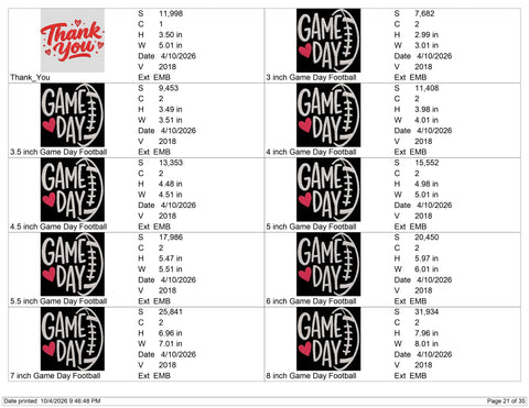 Game Day Football Embroidery Design – Football Heart Sports Mom Machine Embroidery File Embroidery/Applique DESIGNS PatternFeed8 