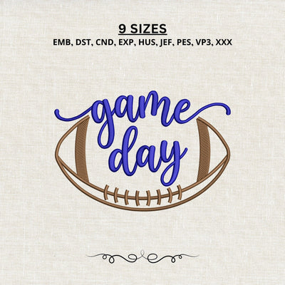 Game Day Football Embroidery Design – Purple Script Football Sports Machine Embroidery File Embroidery/Applique DESIGNS PatternFeed8 