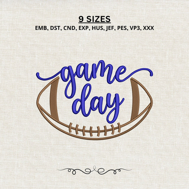 Game Day Football Embroidery Design – Purple Script Football Sports Machine Embroidery File Embroidery/Applique DESIGNS PatternFeed8 