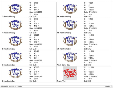 Game Day Football Embroidery Design – Purple Script Football Sports Machine Embroidery File Embroidery/Applique DESIGNS PatternFeed8 