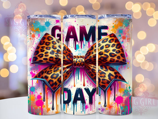 Game Day Tumbler, Football Clipart, Coquette Style, PNG Wrap, Sublimation Design, Sports Drinkware, Football Bow, Tailgate Decor Sublimation SvggirlplusArt 