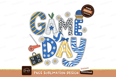 Game Day Varsity Style blue yellow Sublimation Designangry 