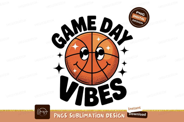 Game Day Vibes Cartoon Basketball Illustration Sublimation Designangry 