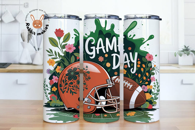 Game Day, Vintage Football 20oz Skinny Tumbler Sublimation Designs Sublimation Rabbitmakies 