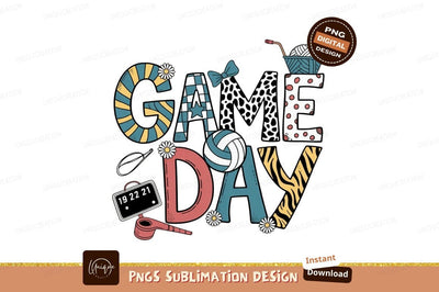 Game Day Volleyball Fun sports team Sublimation Designangry 