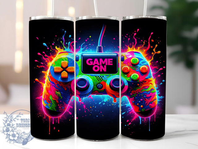 Game On Video Gaming Tumbler Wrap, Gamer Tumbler PNG, 20oz Gaming Tumbler Design, Video Game Tumbler Wrap, Sublimation For Gamers, Controller Tumbler PNG, Gaming Theme Tumbler Sublimation ToriDesigns 