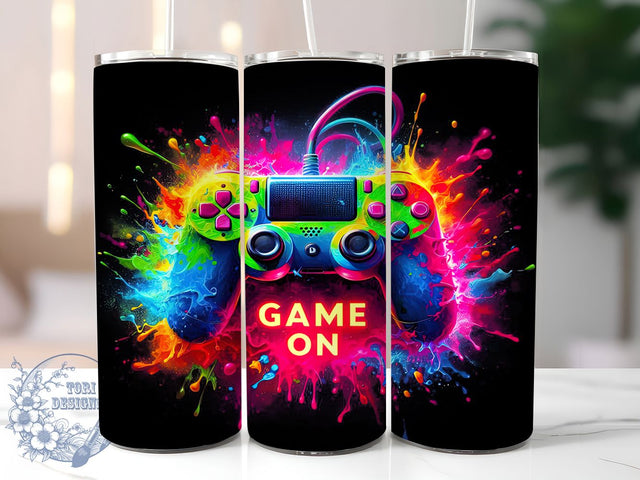 Game On Video Gaming Tumbler Wrap, Gamer Tumbler PNG, 20oz Gaming Tumbler Design, Video Game Tumbler Wrap, Sublimation For Gamers, Controller Tumbler PNG, Gaming Theme Tumbler Sublimation ToriDesigns 