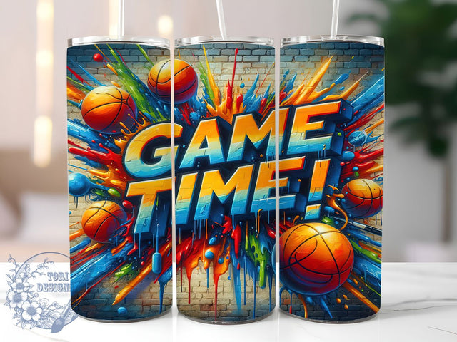 Game Time Basketball Sports Tumbler Wrap, Game Time Tumbler PNG, 20oz Sports Tumbler Design, Basketball Sublimation Wrap, Sports Fan Tumbler, Hoops Tumbler PNG, Athlete Tumbler Design Sublimation ToriDesigns 