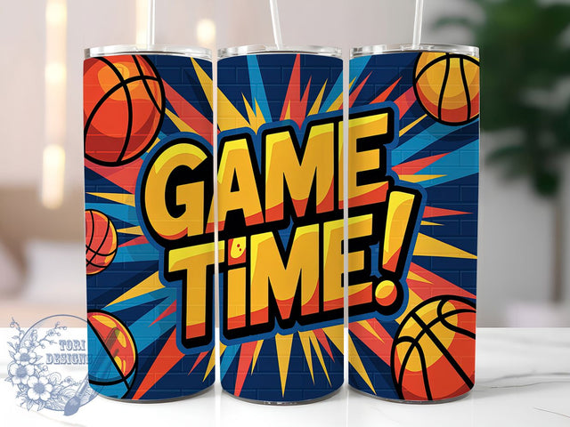 Game Time Basketball Sports Tumbler Wrap, Game Time Tumbler PNG, 20oz Sports Tumbler Design, Basketball Sublimation Wrap, Sports Fan Tumbler, Hoops Tumbler PNG, Athlete Tumbler Design Sublimation ToriDesigns 