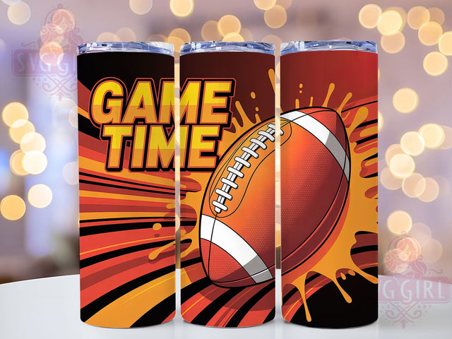Game Time Tailgate Football Tumbler Wrap, Game Day Tumbler Wrap, Football Sublimation, 20oz Skinny Tumbler, Football PNG, Tailgating Tumbler, Football Fan Gift Sublimation SvggirlplusArt 