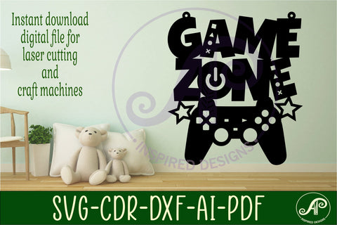 Game zone sign svg laser cut file SVG APInspireddesigns 