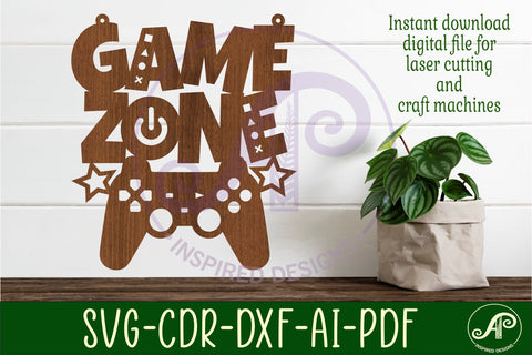 Game zone sign svg laser cut file SVG APInspireddesigns 